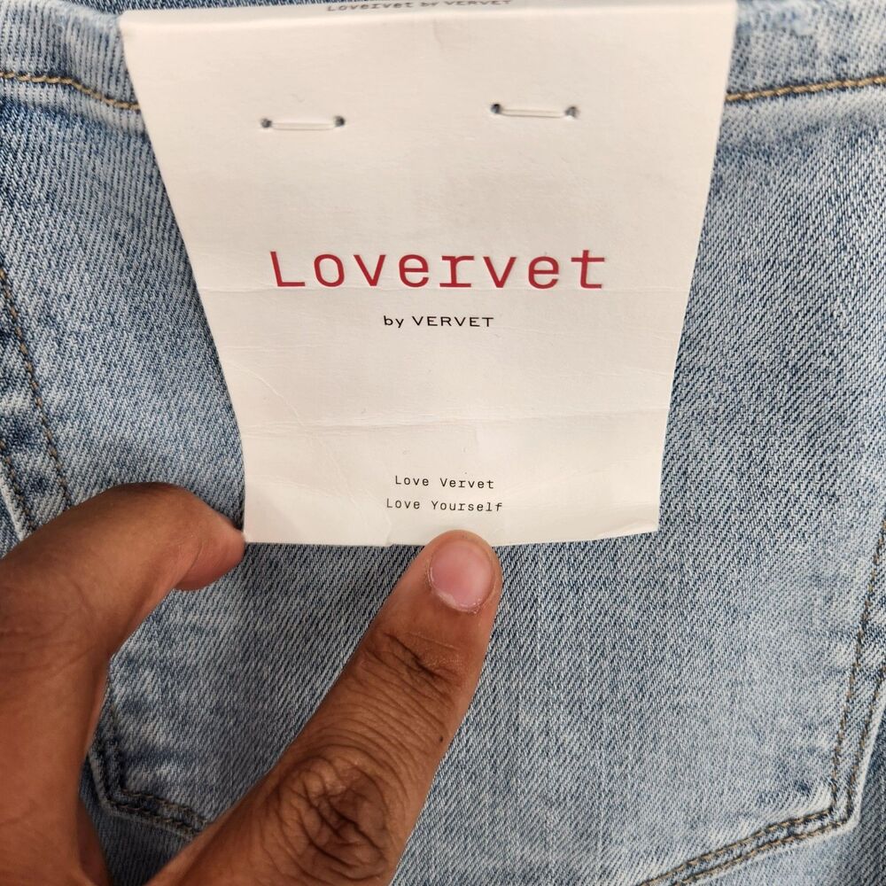 Lovervet‎ Indigo Blue 16W High Rise Wide Barrel Jeans Shimmering Embellishments - Picture 7 of 12